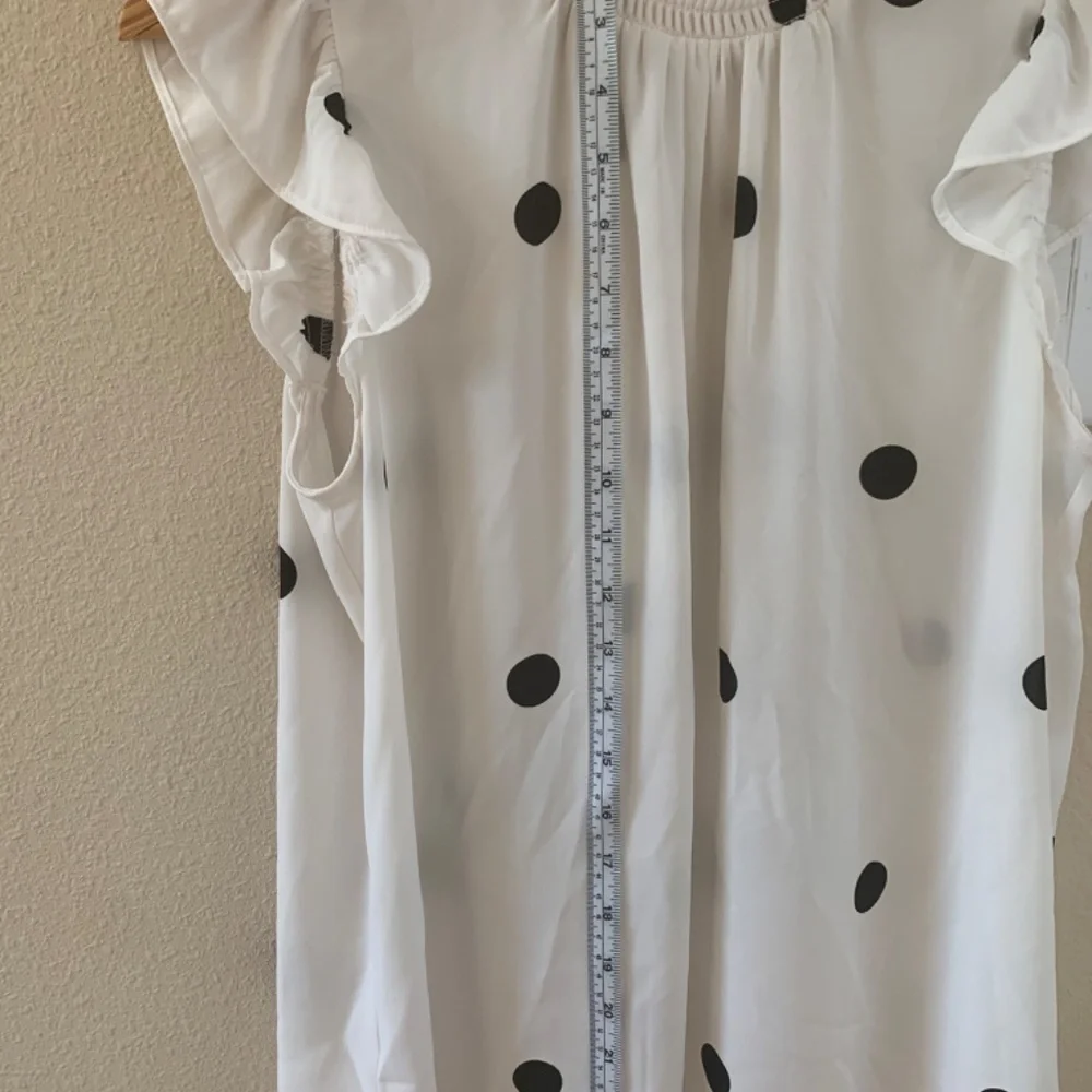 LOFT Ruffle Sleeveless Blouse w/Polka Dots - Picture 4 of 4